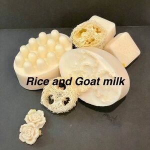 Glycerin Handmade Rice and Goat Milk Soap-with Luffa Sponge